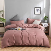 100% Cotton Bedding Set 3Pcs - Breathable Duvet Cover with 2 Pillowcases, Solid Color - Himpall